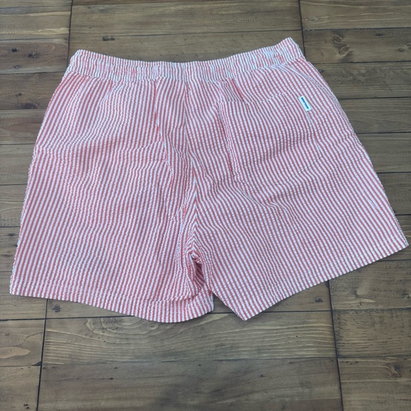 Jack & Jones Red and White Swim Trunks with Seersucker Stripes - Picture 2 of 3